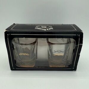 Jack Daniel's Old No7 Square Shot Glasses Set‎ of 2 2¼oz Whiskey Glass NEW